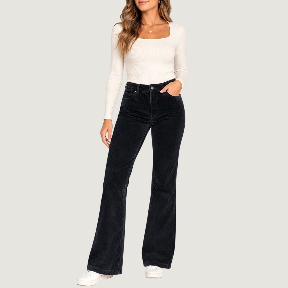 DIP Women's Size 8 Black Corduroy High Rise Bootcut Pants 70s Retro Capsule